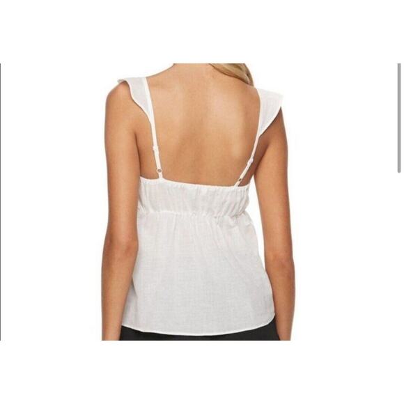 Candie's Women's SZ L Tie-Front Ruffle Strap White Eyelet Babydoll Top New w Tag - Picture 2 of 13